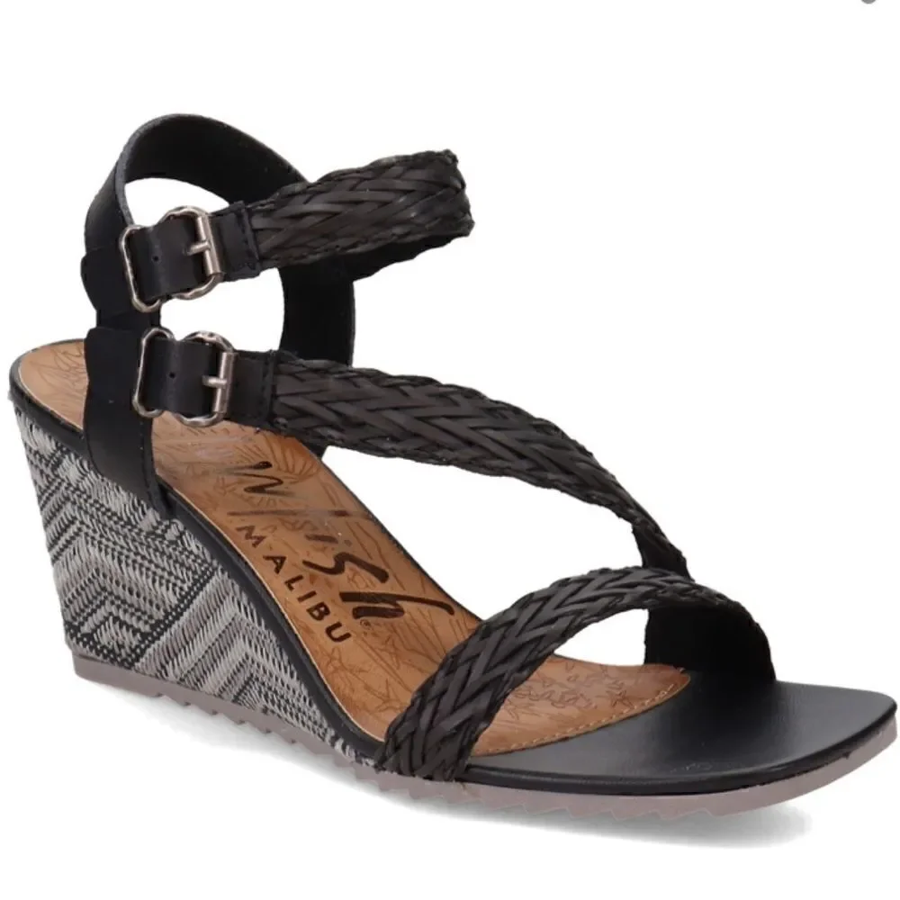Blowfish Maliblu Black Wedge Sandals Size 11